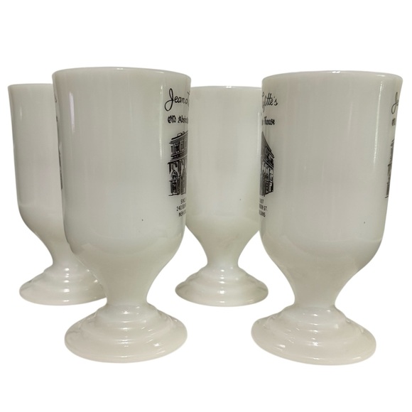 Vintage Set of 4 Jean Lafitte's Old Absinthe House New Orleans Milk Glass Mugs - Picture 4 of 7